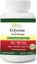 Biotech Nutritions Polvo de Glicina Pura 454g - Sin Gluten, No-GMO, Vegano
