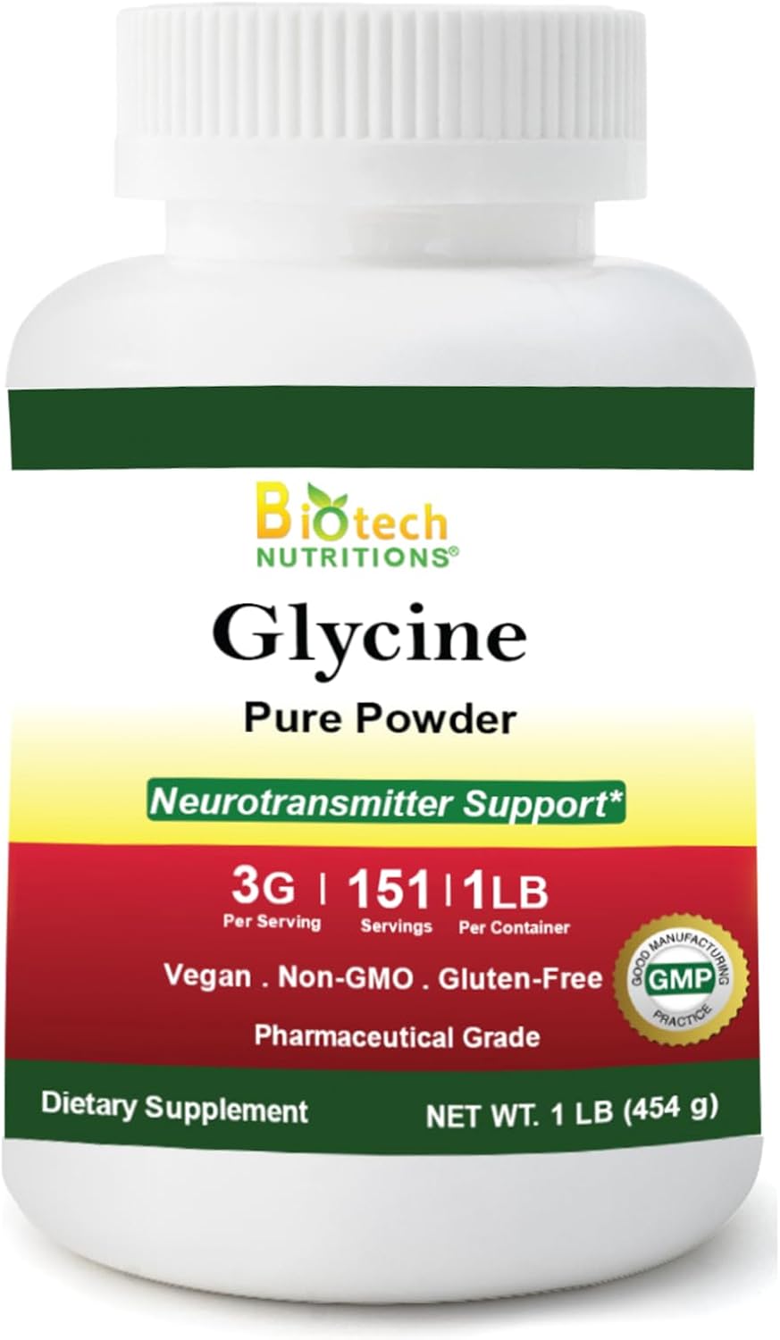 Biotech Nutritions Polvo de Glicina Pura 454g - Sin Gluten, No-GMO, Vegano