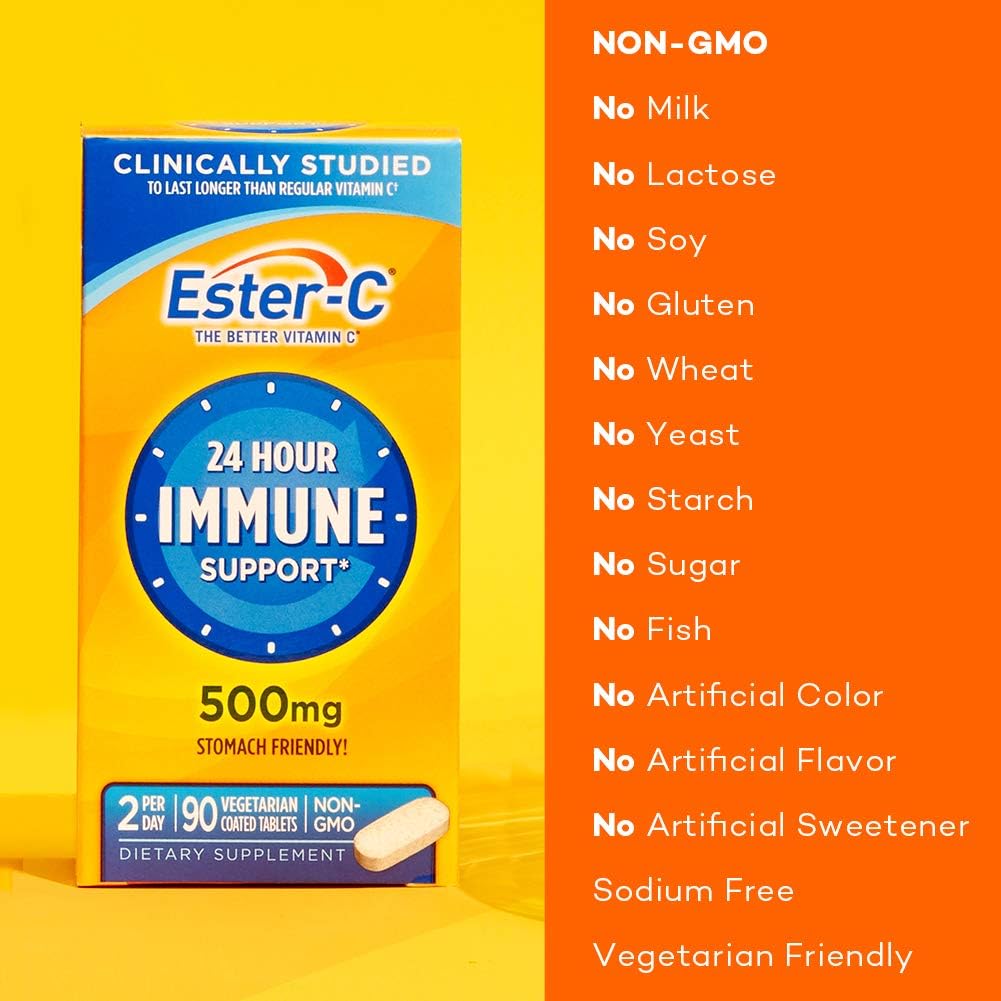 Ester-C Vitamina C 500 mg Comprimidos Recubiertos, 90 Unidades