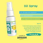 Vitamina D3 Spray para Adultos 400 UI (50% VDR) - Sabor Naranja - Sin Gluten, No GMO - 19 ml