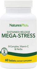 NaturesPlus Mega-Stress Complex - B-Complex con Vitamina C y Hierbas Relajantes - 60 Comprimidos de Liberación Prolongada