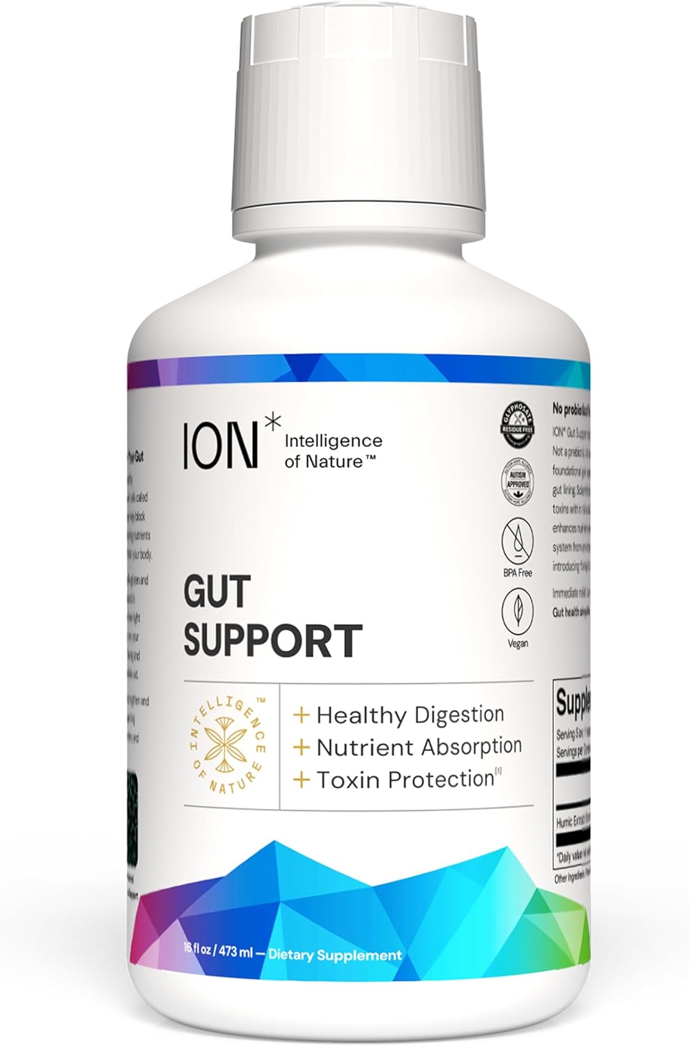 ION* Intelligence of Nature Gut Support - Suplemento Líquido para la Salud Intestinal y Digestiva, 473 ml