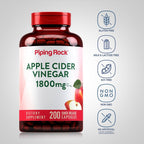 Piping Rock Cápsulas de Vinagre de Manzana 1800 mg | 200 Cápsulas | Fórmula Potente | Complemento para Hombres y Mujeres | No OGM, Sin Gluten