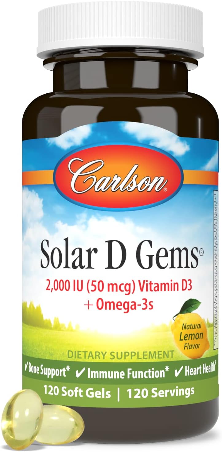 Carlson Labs Solar D Gems Vitamina D3 Natural 2000 UI – 120 Cápsulas Blandas