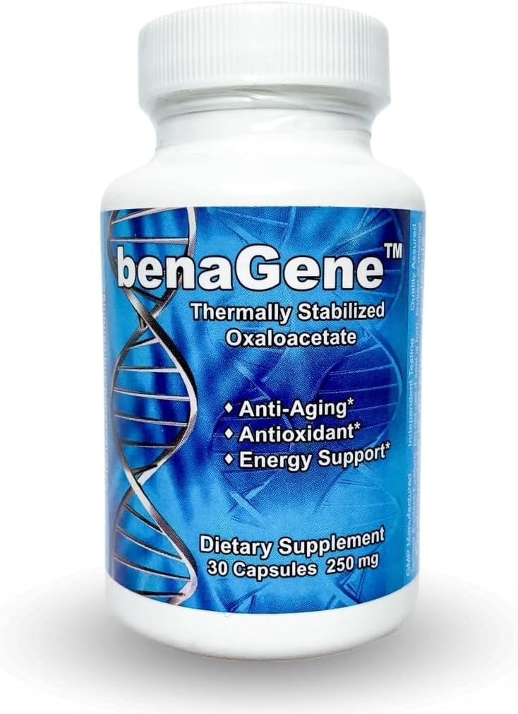 Suplemento Benagene Oxaloacetato - Energía Celular, Metabolismo Saludable y Regulación Corporal - Estabilizado Térmicamente con Vitamina C - Sin OGM y Vegano - 90 Cápsulas