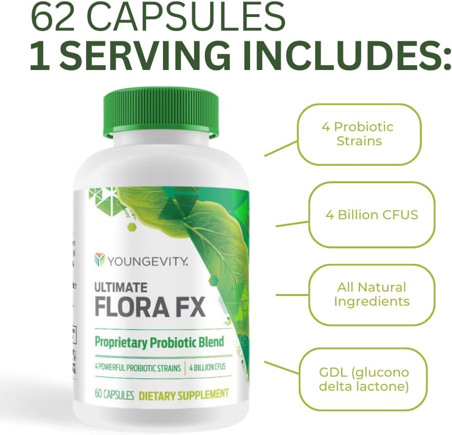 Youngevity Ultimate Flora FX - 60 Cápsulas (2 Botellas)