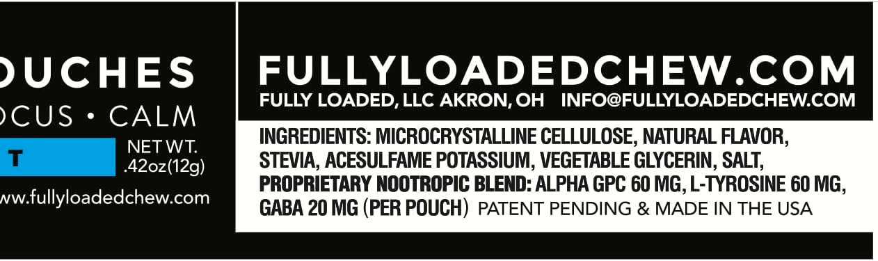 Fully Loaded Alpha Nootropic Pouches (Menta) - 5 Latas - 15 Bolsitas por Lata - Absorción Rápida, Alpha GPC, L-Tirosina, GABA