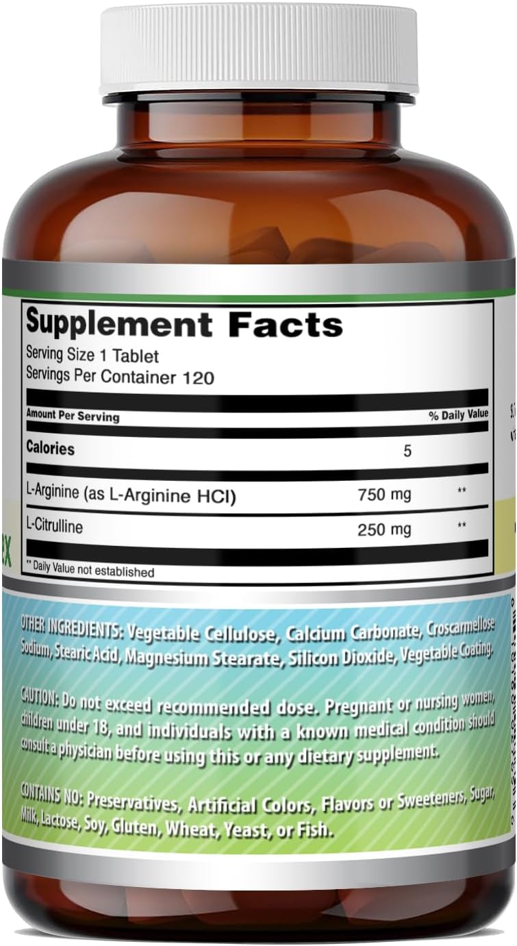 Amazing Formulas L-Arginina/L-Citrulina Complex 1000 mg, 120 tabletas