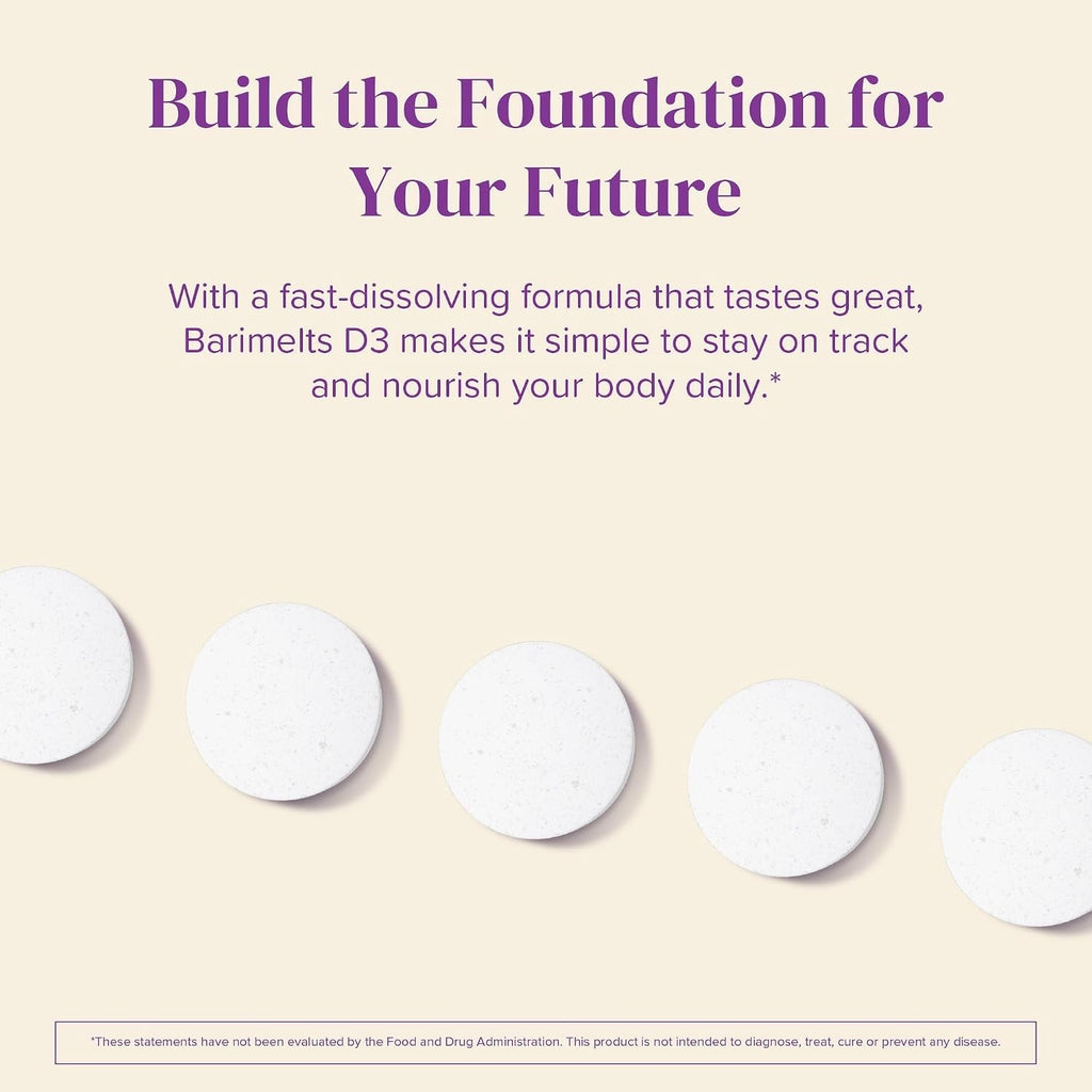 BariMelts Vitamina D3 5000 IU, 90 Tabletas de Disolución Rápida con Sabor Natural a Manzana