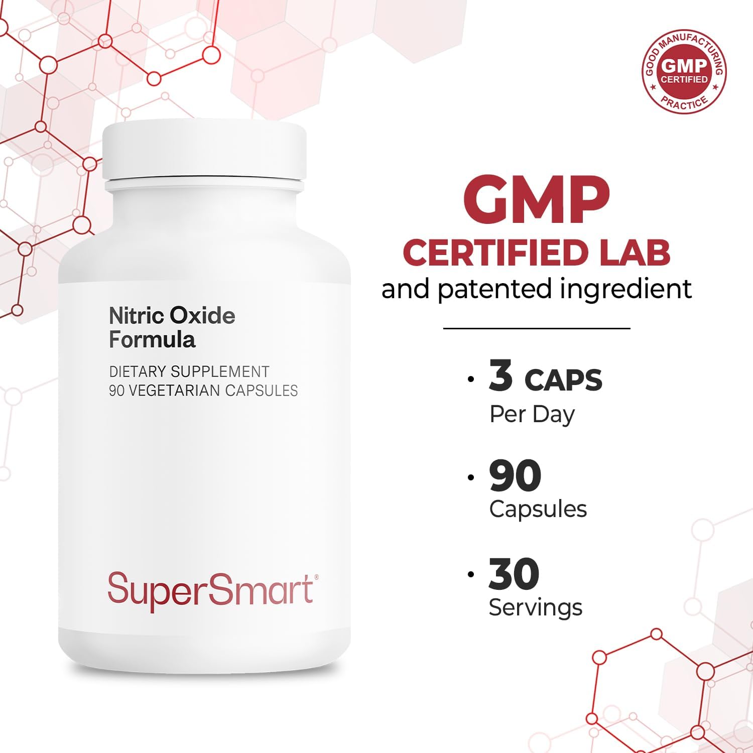Supersmart Advanced Nitric Oxide Formula - 90 Vegetarian Capsules