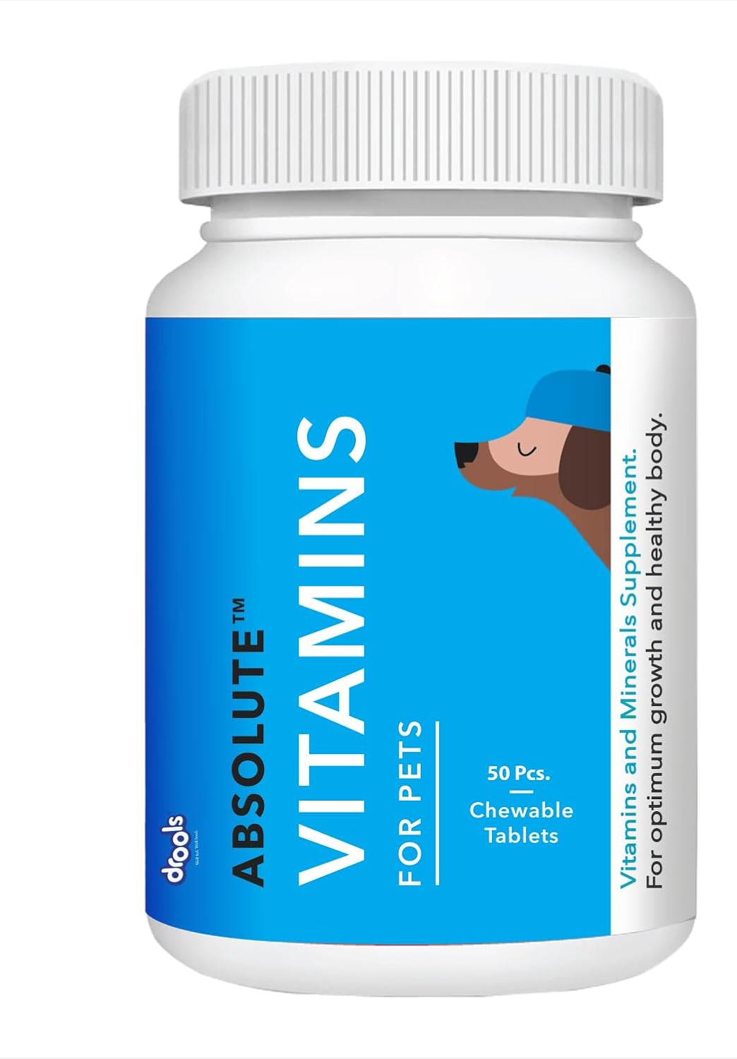 Drools Absolute Vitamin Tablet - Multivitamin Supplement for Dogs, 50 Tablets