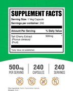 Extracto de Cereza Ácida 500 mg - 240 Cápsulas Vegetales - BulkSupplements