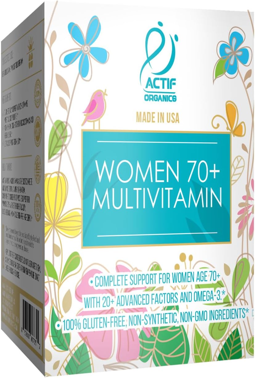 ACTIF Organic Women's Multivitamin 70+ with Omega-3, 90 Capsules