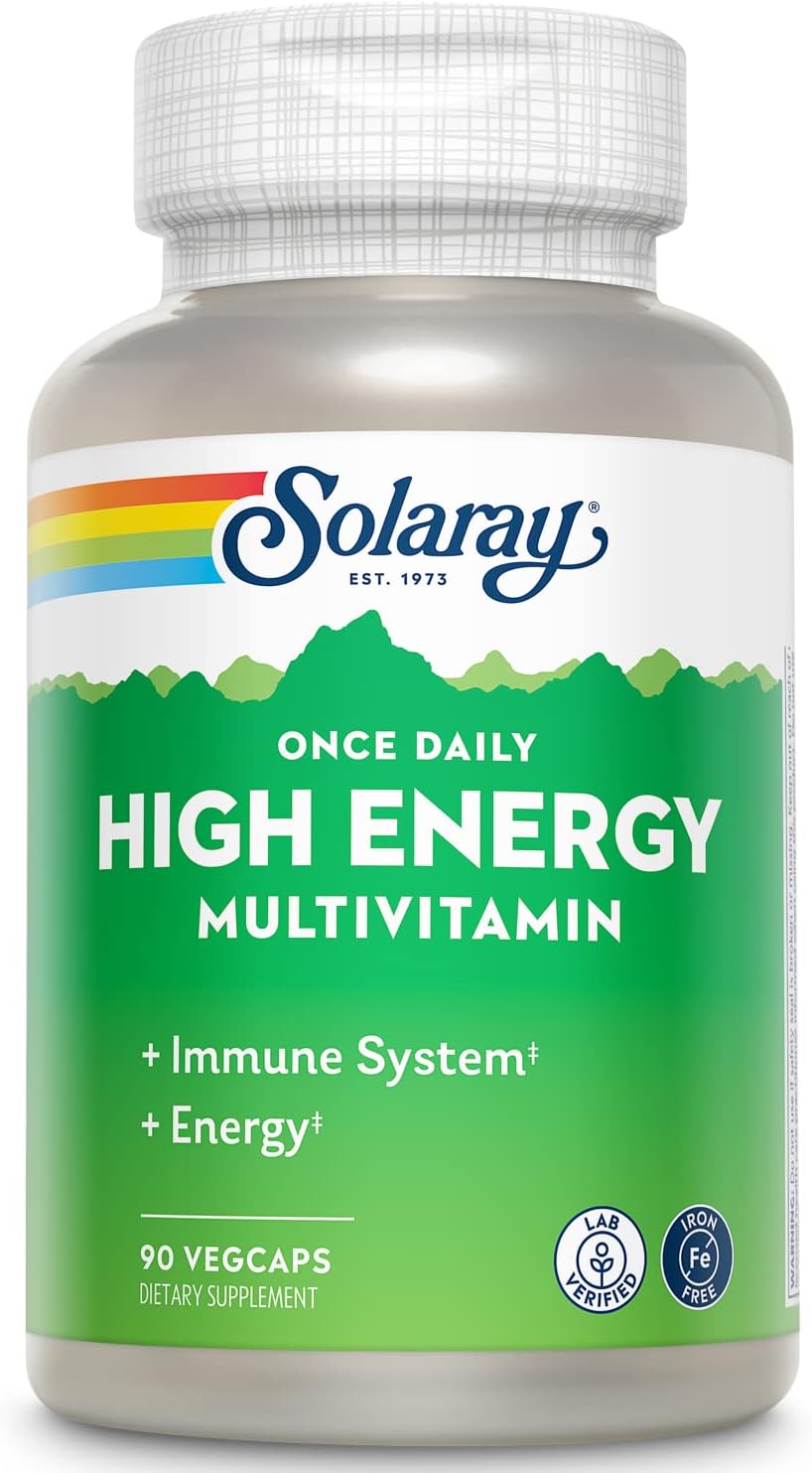SOLARAY Multivitamínico Diario de Alta Energía Sin Hierro – 30 Cápsulas Veganas