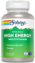 SOLARAY Multivitamínico Diario de Alta Energía, Sin Hierro, con Base de Alimentos Integrales y Hierbas, para Hombres y Mujeres, 90 Cápsulas Vegetales