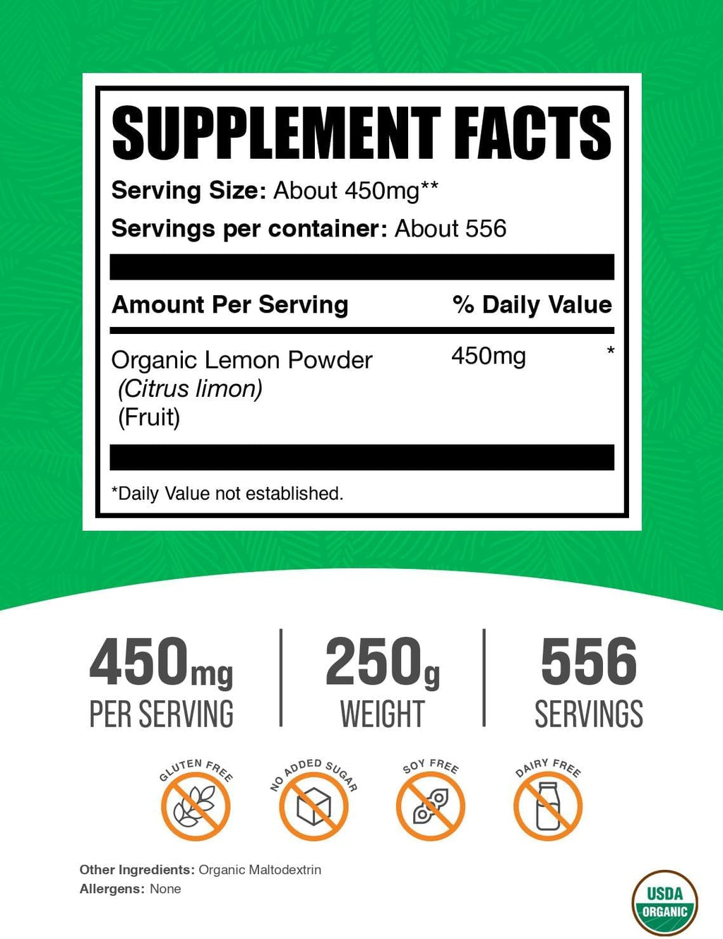 Polvo de Limón Orgánico - Fuente Natural de Vitamina C - 250g