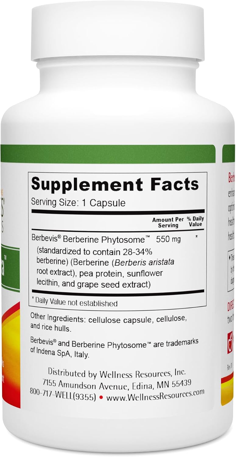 Wellness Resources Berberine Ultra - Absorción Avanzada con Fitosoma (550mg, 60 Cápsulas Veganas)