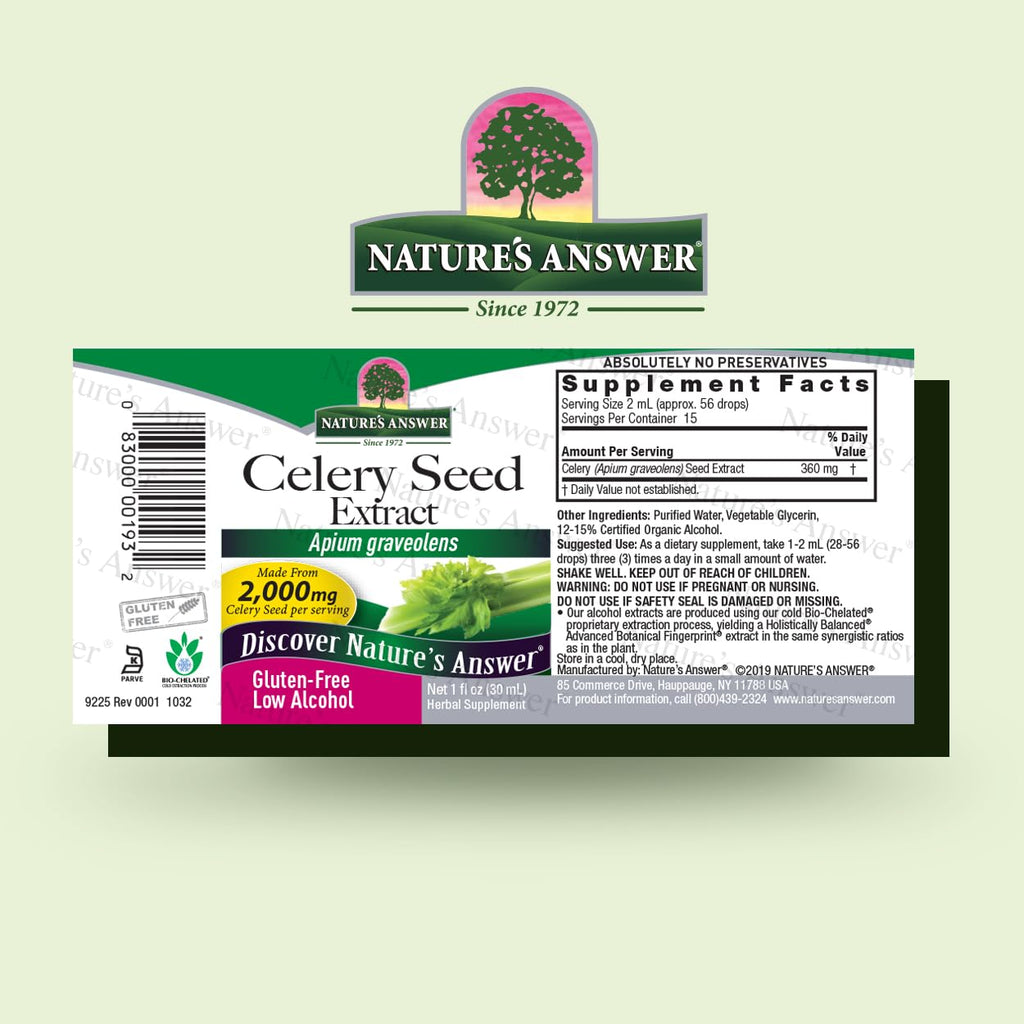 Extracto de Semilla de Apio con Alcohol Orgánico 2000mg de Nature's Answer
