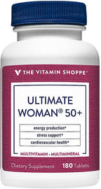 The Vitamin Shoppe Ultimate Woman 50+ Multivitamínico - Alta Potencia Diaria para Mujeres de 50+, Energía y Apoyo Inmunológico (180 Comprimidos)