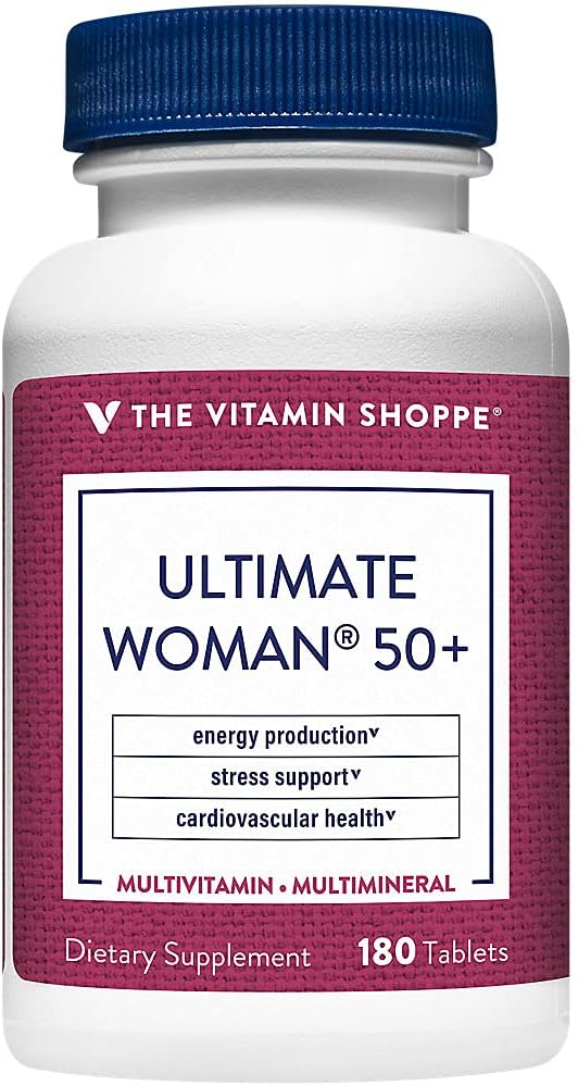 The Vitamin Shoppe Ultimate Woman 50+ Multivitamínico - Alta Potencia Diaria para Mujeres de 50+, Energía y Apoyo Inmunológico (180 Comprimidos)