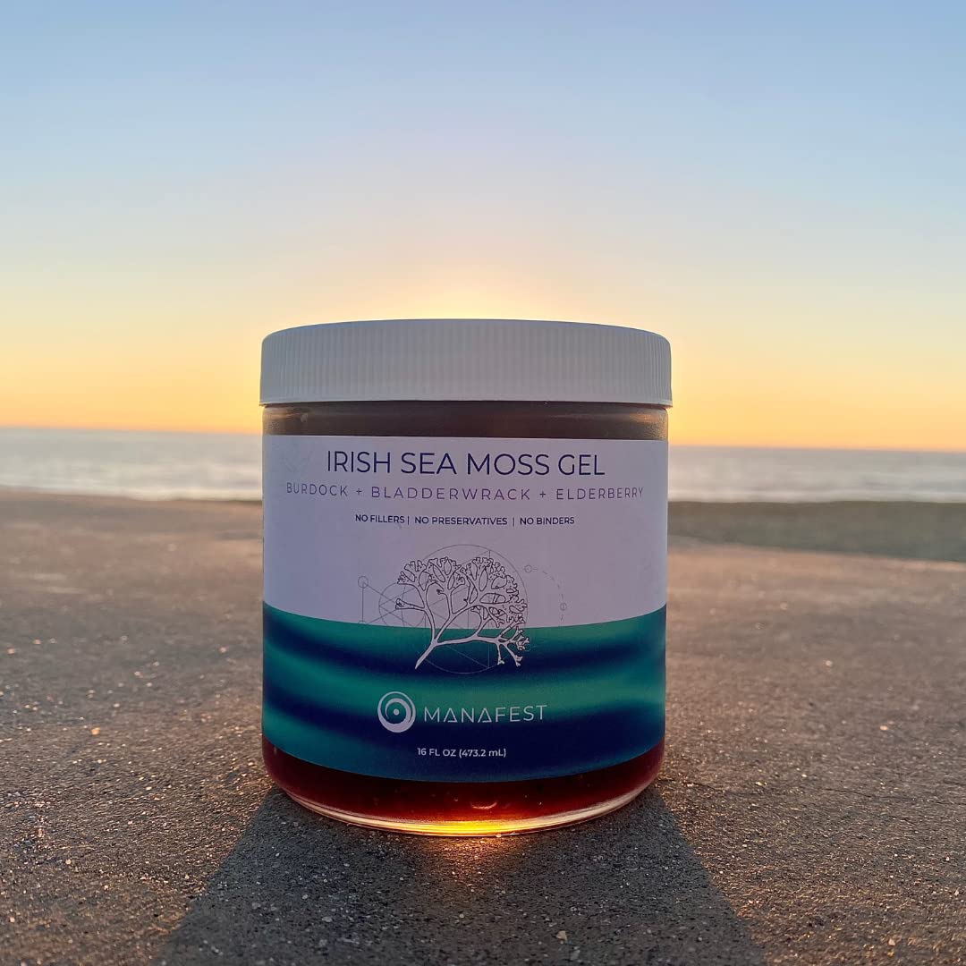 Manafest Sea Moss Gel - Gel de Musgo Marino Orgánico con Saúco, Bardana y Fucus - 454g