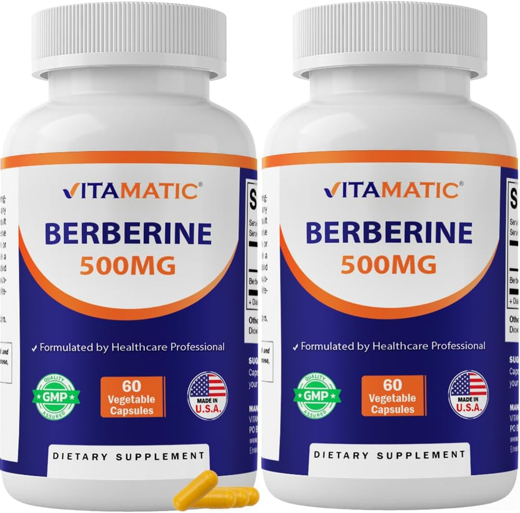 Vitamatic Berberina 500mg - 120 Cápsulas Vegetales (2 Frascos)