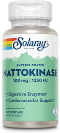 Nattokinasa 1250 FU – Solaray – Enzima digestiva para la circulación y la salud cardiovascular – 30 cápsulas veganas con recubrimiento entérico