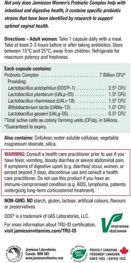 Jamieson Women’s Probiotic Complex 7 Billion - 45 Cápsulas Veganas