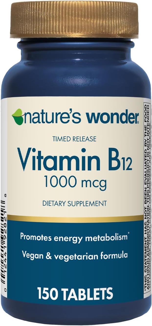 Nature's Wonder Vitamina B12 1000 mcg - Comprimidos de Liberación Prolongada (150 Comprimidos)