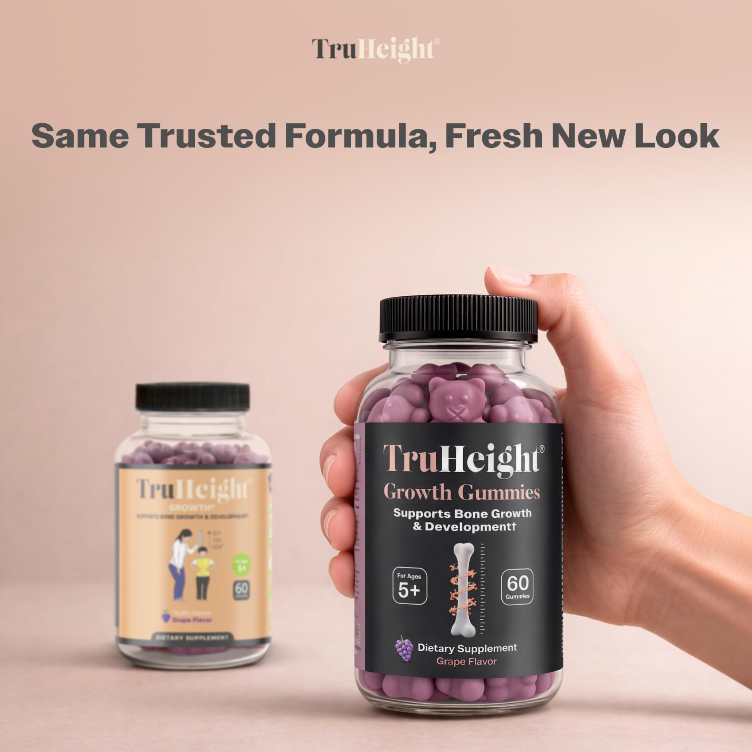 TruHeight Gominolas de Crecimiento (Uva) - Calcio, Vitamina D3, K2 y Ashwagandha para Niños y Adolescentes