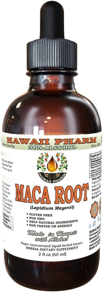 Hawaii Pharm Extracto Líquido de Raíz de Maca sin Alcohol, Grado Profesional, 2 oz (60 ml)