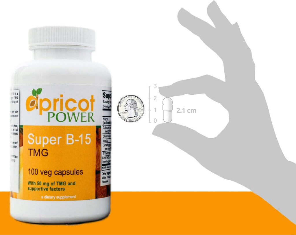 Apricot Power Super B-15 Ácido Pangámico No Tóxico - Apoya los Niveles de Oxígeno y Energía - 100 Cápsulas Veganas