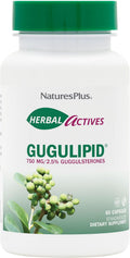 NaturesPlus Herbal Actives Gugulipid - 750 mg, 2,5 % Guggulsteronas - 60 Cápsulas Veganas