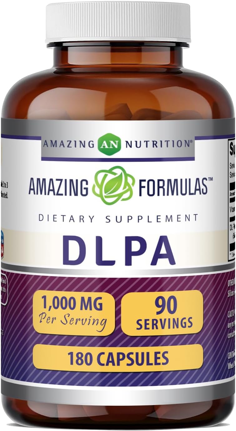 Amazing Formulas DLPA (DL-Fenilalanina) | 1000 mg por ración | 60 cápsulas | Sin OGM | Sin gluten | Fabricado en EE. UU.