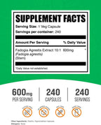 Fadogia Agrestis 600mg Cápsulas – Apoyo Energético, Vegano, 240 Cápsulas Vegetales