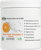 Vitamina C en Polvo Ultra Fina, No GMO, GMO Free Vitamins - Ácido L-Ascórbico Quali-C de Alta Pureza, Máxima Biodisponibilidad, Vegano (227 g)