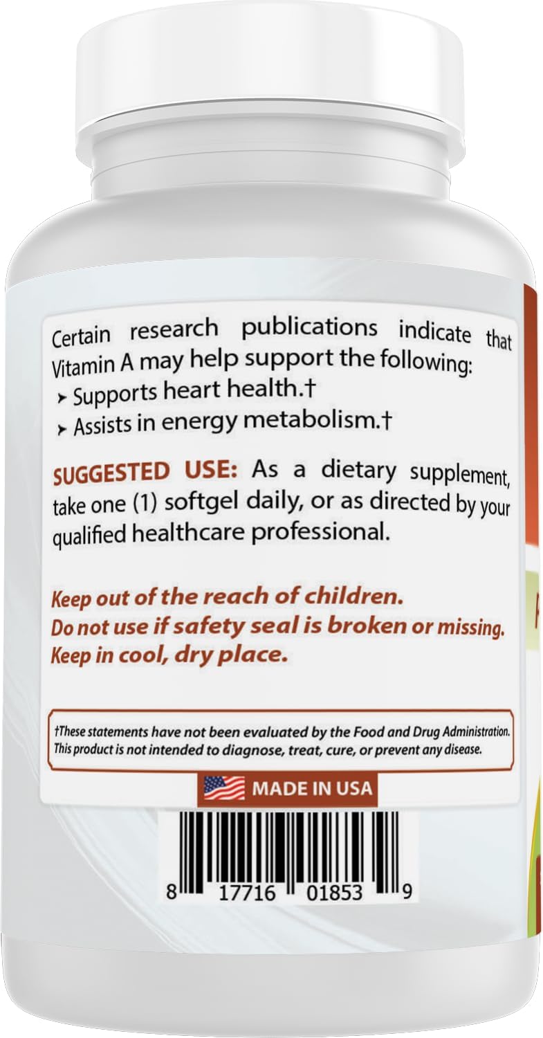 Best Naturals Vitamina A 25000 UI (7500 mcg) – 180 Cápsulas Blandas