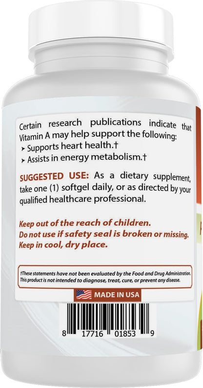 Best Naturals Vitamina A 25000 UI (7500 mcg) – 180 Cápsulas Blandas – Image 7