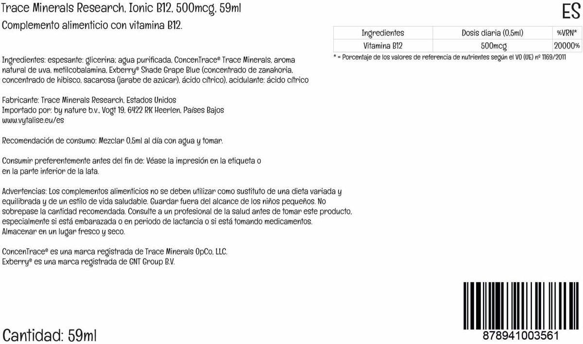 Trace Minerals Líquido Iónico B12 1000 mcg – – Función psicológica normal: También contribuye al normal – Image 4
