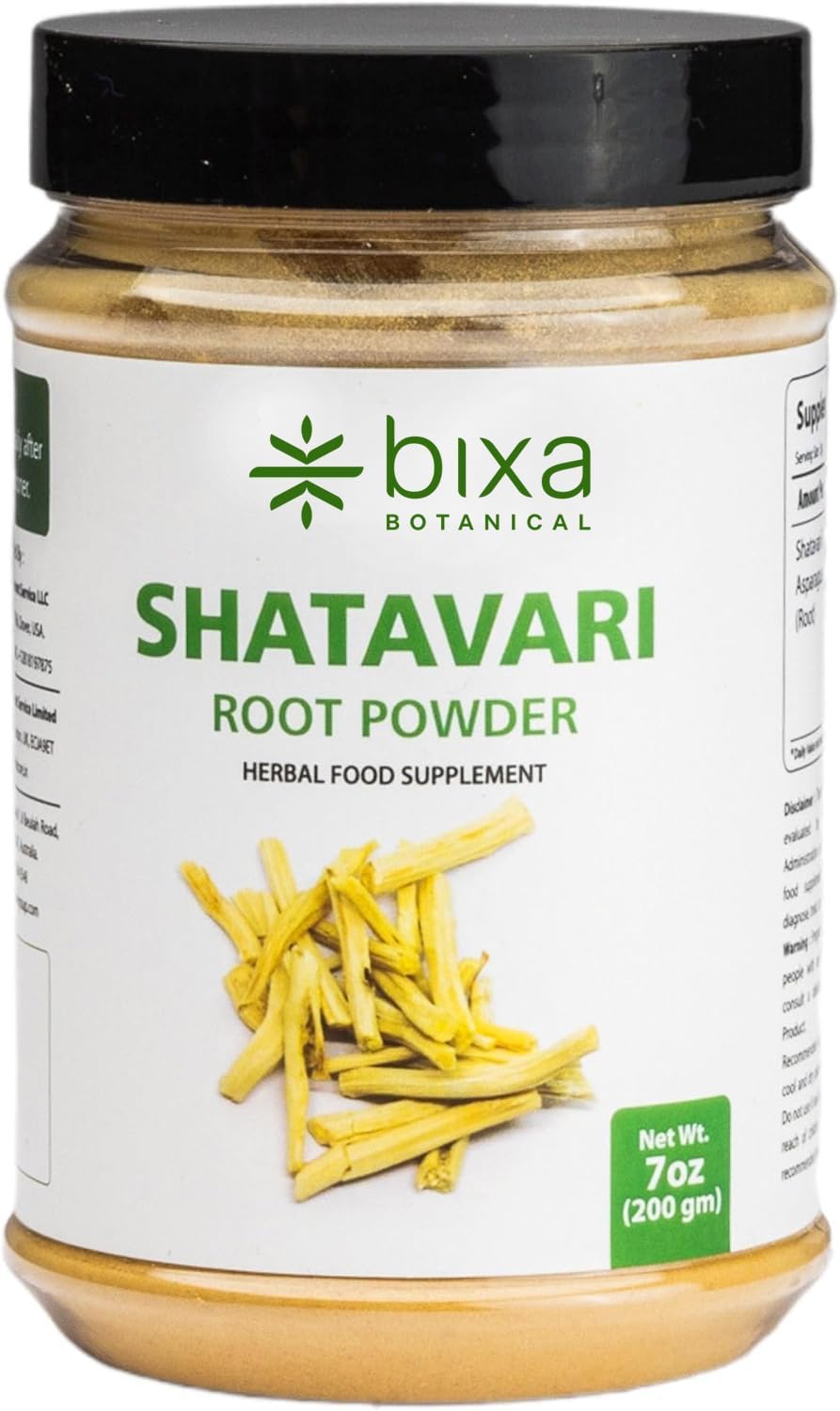 bixa BOTANICAL Polvo de Raíz de Shatavari (Asparagus Racemosus) - Suplemento Herbal Ayurveda - 200g