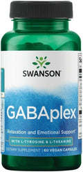 Swanson Aminoácido Gabaplex con L-Tirosina y L-Teanina, 60 cápsulas vegetales