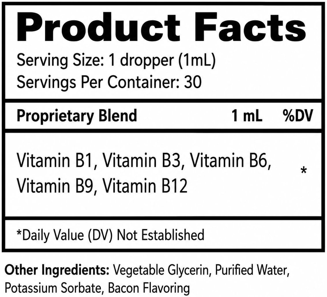 Complejo Vitamínico B para Perros - Gotas de Vitamina B - Apoya Energía, Apetito y Vista - Sabor a Bacon - 30 ml