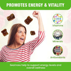 Safrel Gominolas de Musgo Marino Irlandés 3000mg con Bladderwrack y Raíz de Bardana - 60 Gominolas Veganas Sabor Frambuesa