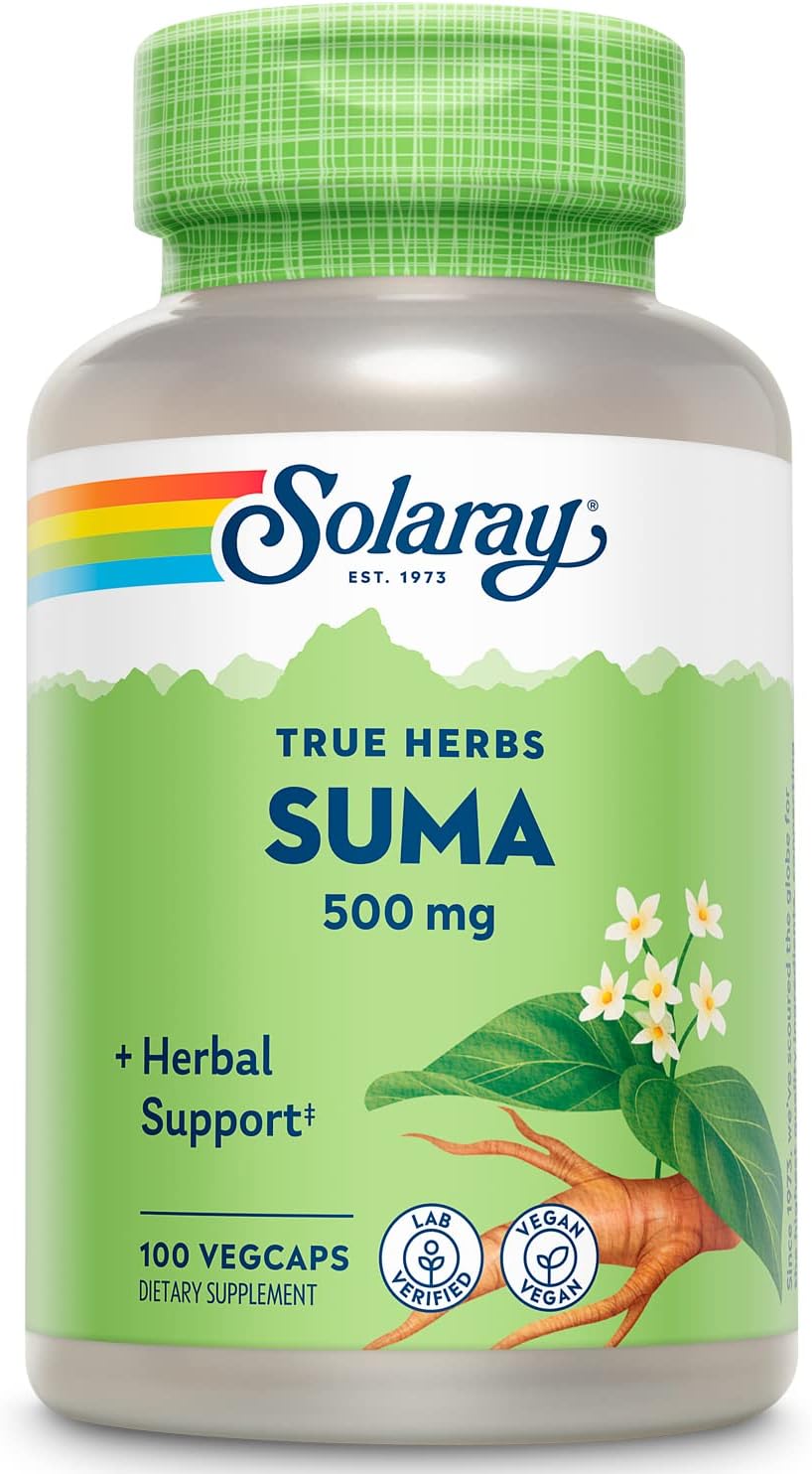 SOLARAY Raíz de Suma 500mg | Adaptógeno para el Estrés y la Inmunidad | 100 Cápsulas Veganas