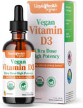 LIQUIDHEALTH Vitamina D3 4000 UI Gotas Líquidas Orgánicas Veganas