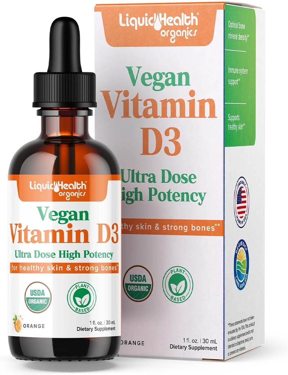 LIQUIDHEALTH Vitamina D3 Orgánica 4000 IU Gotas Veganas – Pack de 2