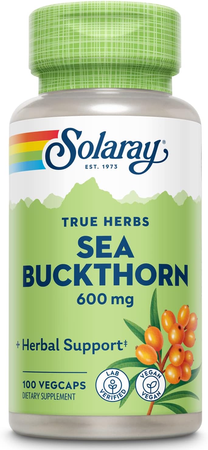 Solaray Espino Amarillo (Sea Buckthorn) 600mg, 100 Cápsulas Vegetales