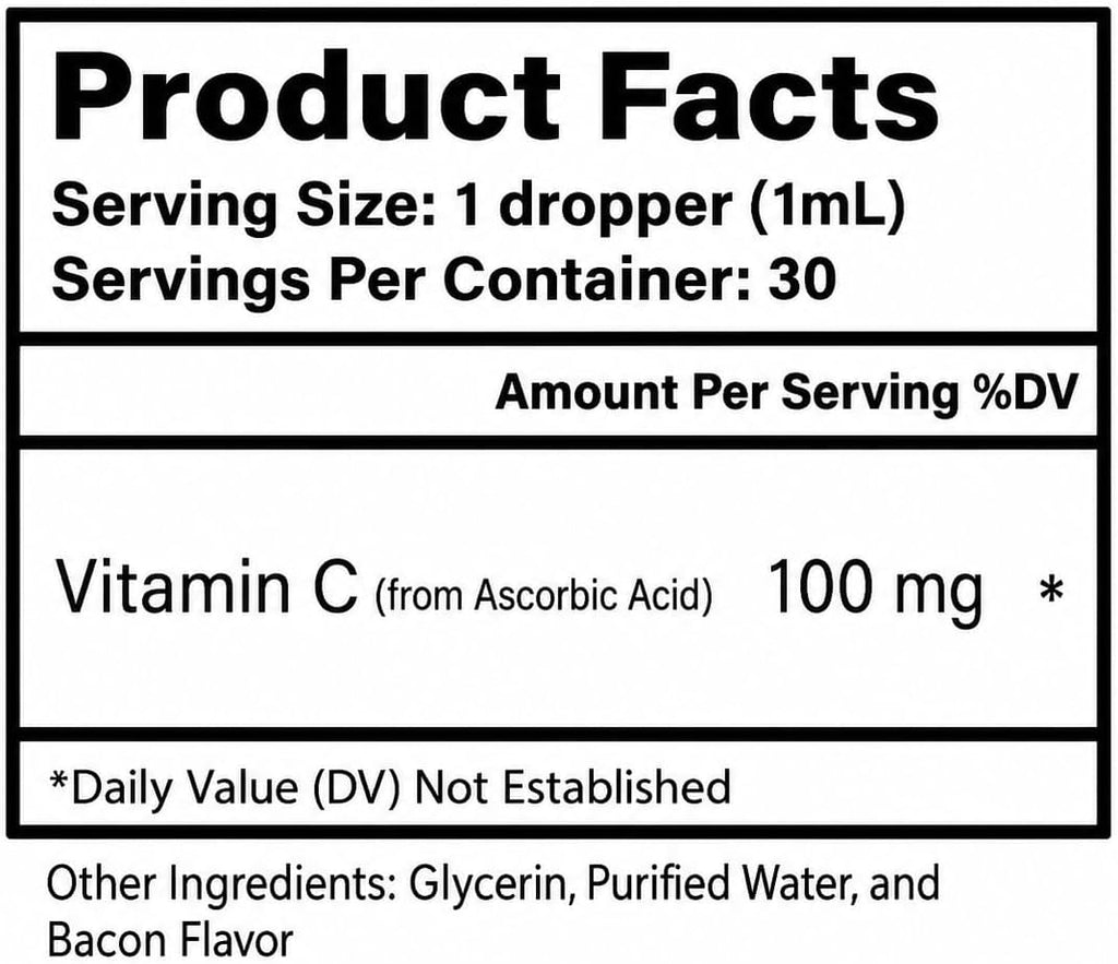 Vitamina C para Perros | Refuerzo Inmunológico | Líquido con Sabor a Bacon | 28 ml