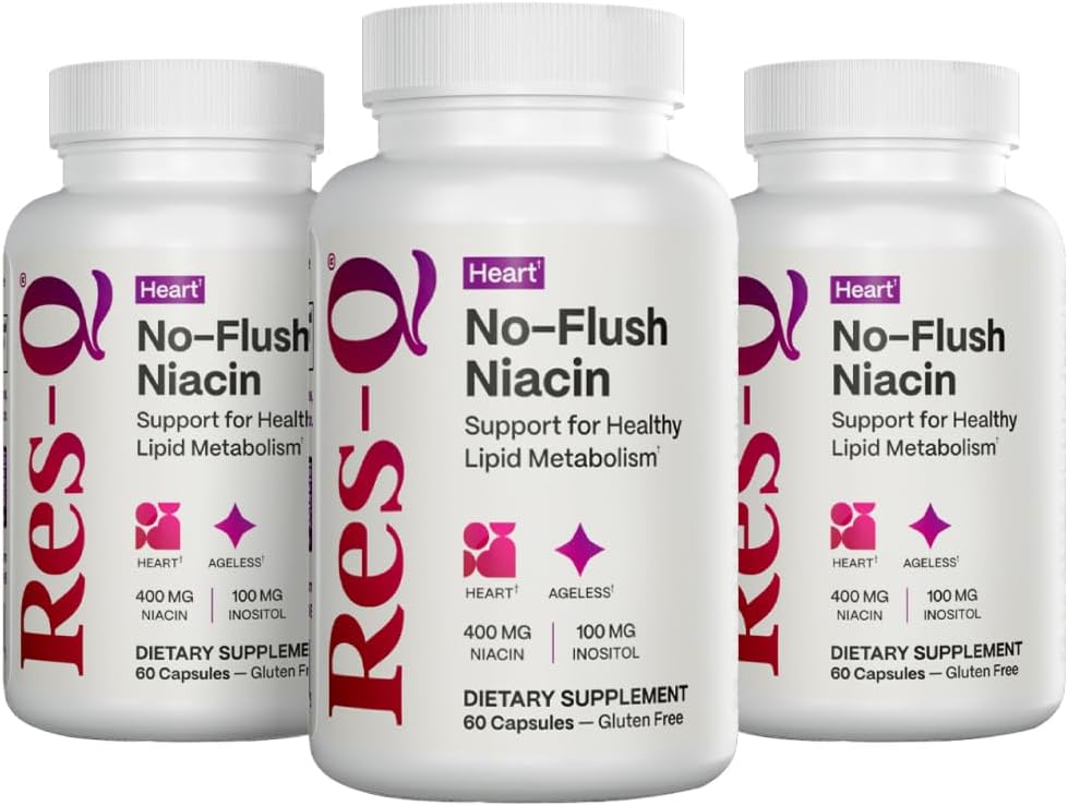 Res-Q Niacina sin rubor (vitamina B3) - 60 cápsulas (paquete de 3)