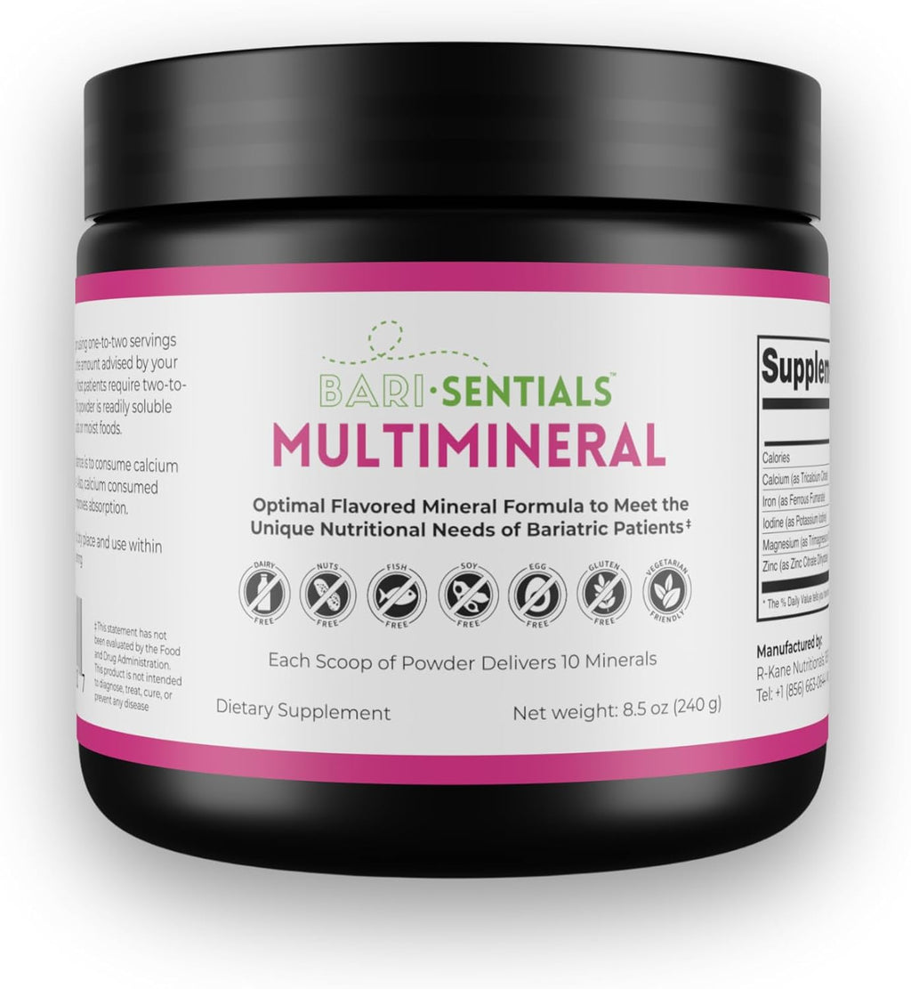 R-Kane Nutritionals Barisentials Suplemento Multimineral Bariátrico – Polvo Post-Cirugía – Sabor Fresa-Limón – 240g